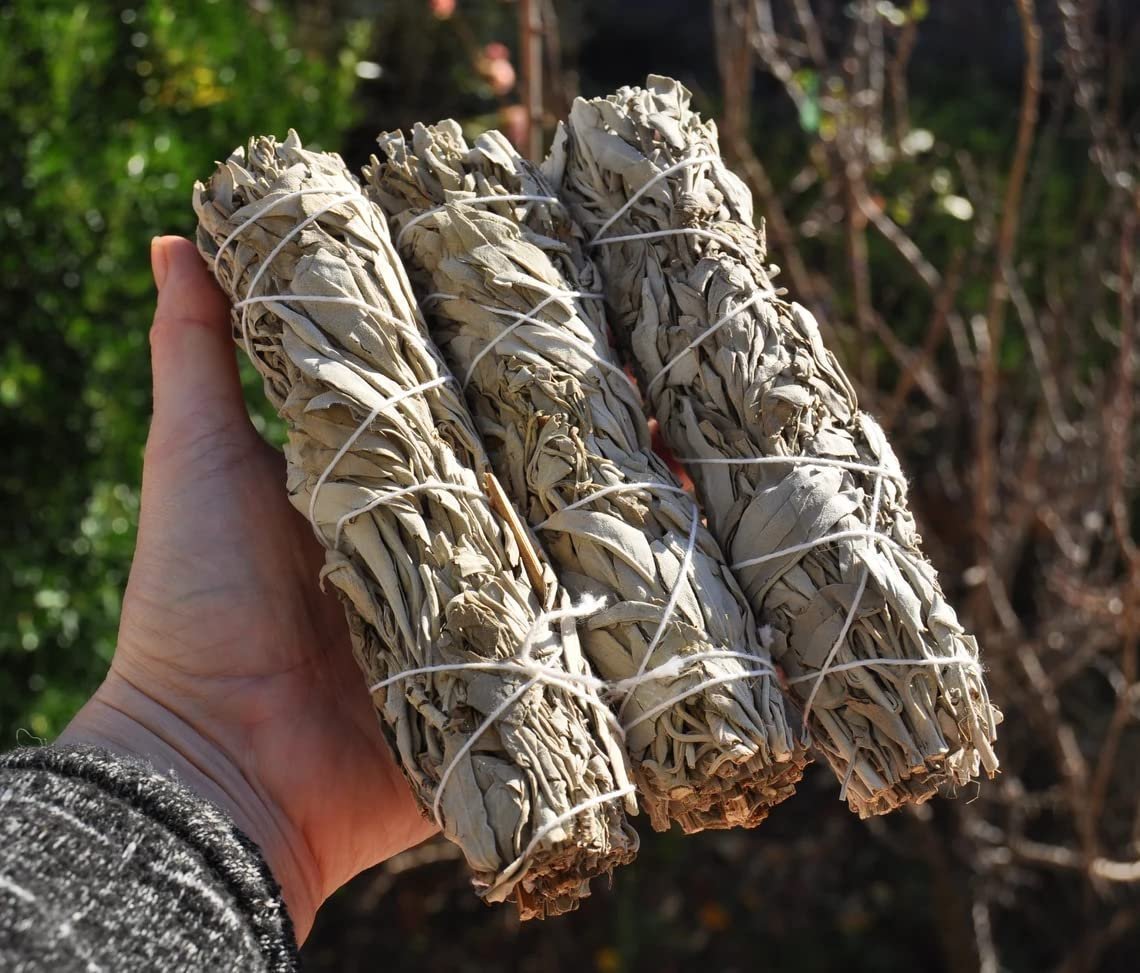 Divine Spirituals White Sage White California Sage Smudge Sticks (6 Inch) for Home Cleansing Ancient Rituals and Healing Meditation – Pack of 3 White Sage Abundance Stones 4 Divine Spirituals White Sage White California Sage Smudge Sticks (6 Inch) for Home Cleansing Ancient Rituals and Healing Meditation – Pack of 3 White Sage Abundance Stones 4