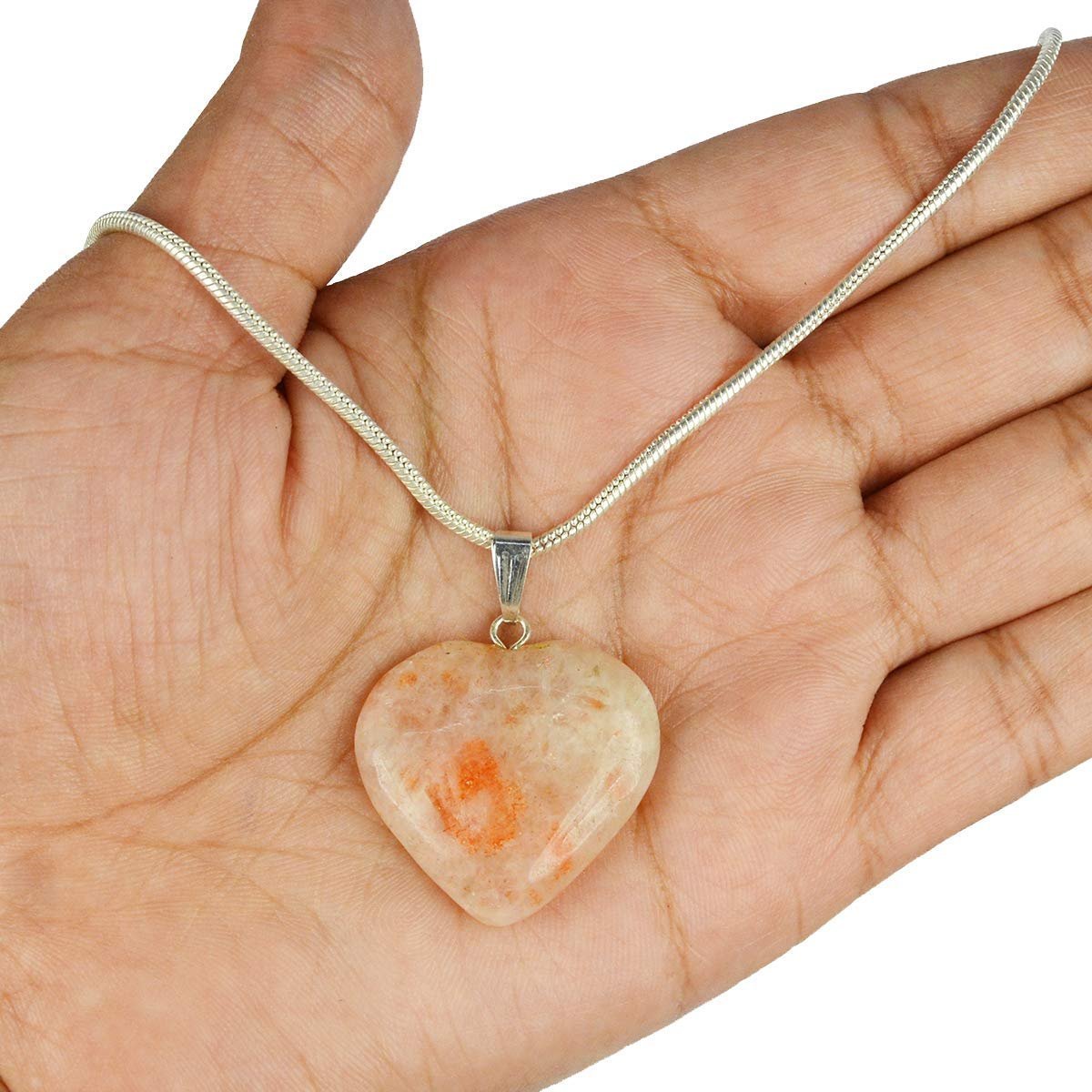 Divine Spirituals Natural Healing Stone Pendant Heart Shape Crystal Stone Pendant / Locket with Metal Chain for Healing and Meditation Size 25-30 mm Approx. (Sunstone) Crystal Jewelry Abundance Stones 5 Divine Spirituals Natural Healing Stone Pendant Heart Shape Crystal Stone Pendant / Locket with Metal Chain for Healing and Meditation Size 25-30 mm Approx. (Sunstone) Crystal Jewelry Abundance Stones 5