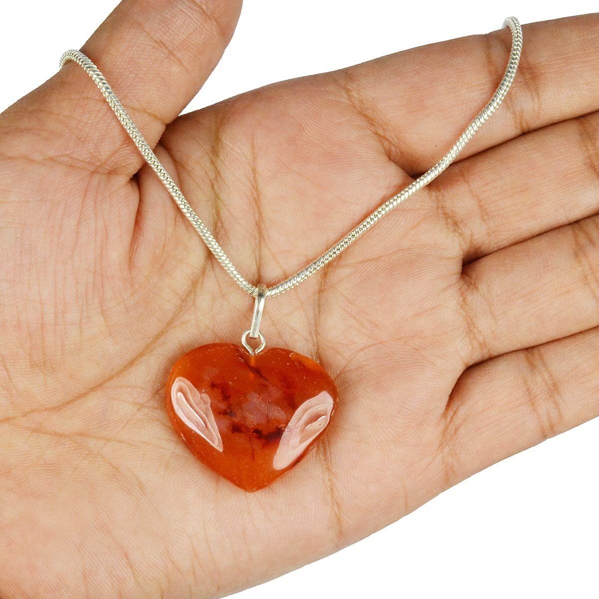 Divine Spirituals Natural Healing Stone Pendant Heart Shape Crystal Stone Pendant / Locket with Metal Chain for Healing and Meditation Size 25-30 mm Approx. (Carnelian) Crystal Jewelry Abundance Stones 5 Divine Spirituals Natural Healing Stone Pendant Heart Shape Crystal Stone Pendant / Locket with Metal Chain for Healing and Meditation Size 25-30 mm Approx. (Carnelian) Crystal Jewelry Abundance Stones 5