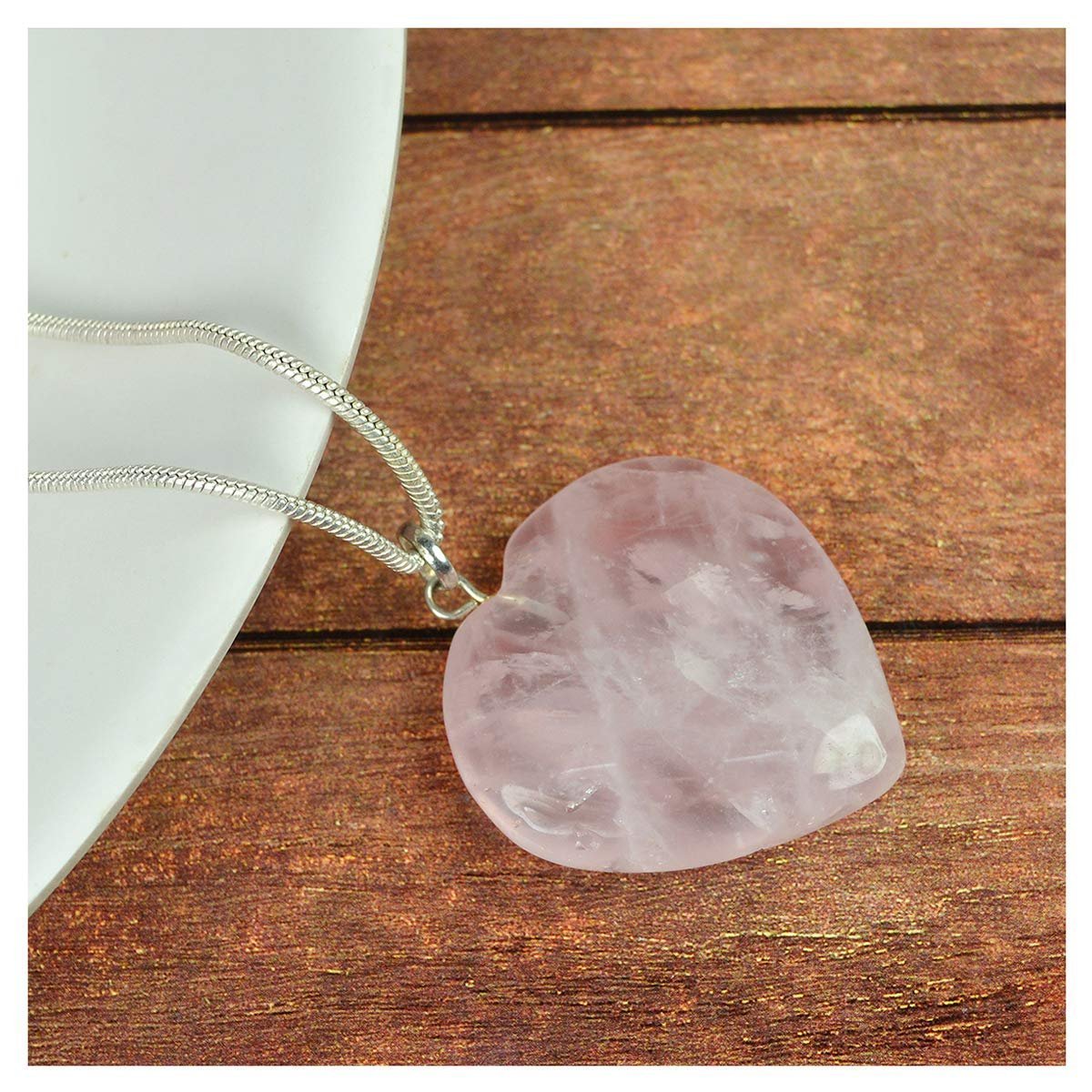 Divine Spirituals Natural Healing Stone Pendant Heart Shape Crystal Stone Pendant / Locket with Metal Chain for Healing and Meditation Size 25-30 mm Approx. (Rose Quartz) Crystal Jewelry Abundance Stones 6 Divine Spirituals Natural Healing Stone Pendant Heart Shape Crystal Stone Pendant / Locket with Metal Chain for Healing and Meditation Size 25-30 mm Approx. (Rose Quartz) Crystal Jewelry Abundance Stones 6
