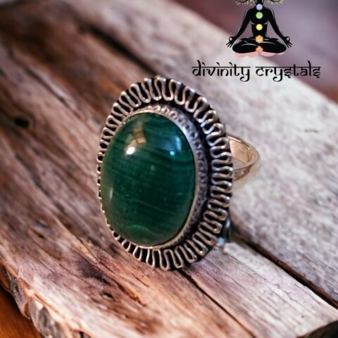 Divine Spirituals Certified Malachite Adjustable Crystal Ring for Love – The Gaurdian of Heart Unisex Ring Crystal Mala Abundance Stones 2