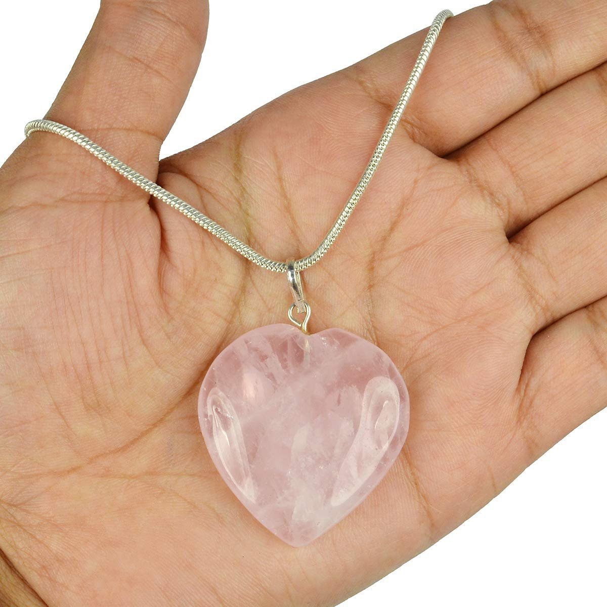 Divine Spirituals Natural Healing Stone Pendant Heart Shape Crystal Stone Pendant / Locket with Metal Chain for Healing and Meditation Size 25-30 mm Approx. (Rose Quartz) Crystal Jewelry Abundance Stones 5 Divine Spirituals Natural Healing Stone Pendant Heart Shape Crystal Stone Pendant / Locket with Metal Chain for Healing and Meditation Size 25-30 mm Approx. (Rose Quartz) Crystal Jewelry Abundance Stones 5
