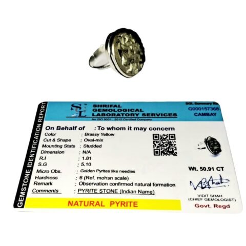 Divine Spirituals Natural Golden Pyrite Crystal Unisex Certified Adjustable Ring for Wealth, Prosperity and Good Luck Crystal Gemstone Rings Abundance Stones