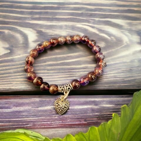 Divine Spirituals Ametrine Heart Natural Bracelet Pure Certified 8mm Unisex Bracelets Super AAA Quality for Healing Meditation Success and Abundance Chakra Healing Bracelets Abundance Stones 2