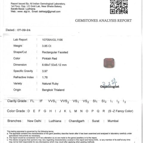 Divine Spirituals Siamese Thai Certified Natural Ruby/Manikya/Manak Gemstones Rectangular Exclusive Faceted Cut – 5.2 Carats for Unisex Ring Jewellery Healing Crystal Rings Abundance Stones 2