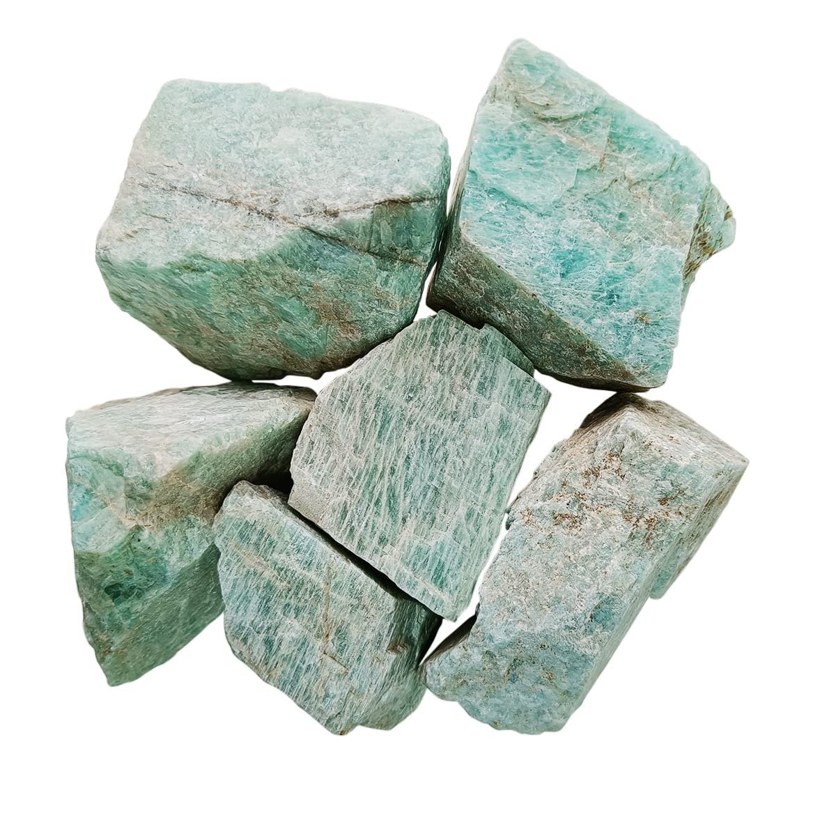 Divine Spirituals Natural Crystal Raw Stones Original Rough Raw Gemstone AAA+ Premium Grade Rock Raw Gemstone (Amazonite) 250 Grams Natural Healing Crystals Abundance Stones
