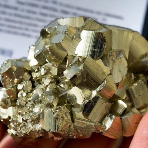 Divine Spirituals Peru Pyrite Stone Original Cluster – High Energy Natural Iron Pyrite Stone Gold Rock Used for Increased Willpower and Manifestation with Palo Santo Smudge Stick and Divine Pine Wood Box (100 Grams) Cubical Pyrite Clusters Abundance Stones 2