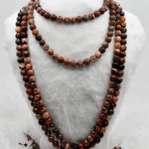 Divine Spirituals Certified 108 Plus 1 Beads Mala Collection for Men and Women Natural Pure 8 mm Beads – for Yoga Reiki Meditation Feng Shui Natural Fire Agate Mala Crystal Mala Abundance Stones 2