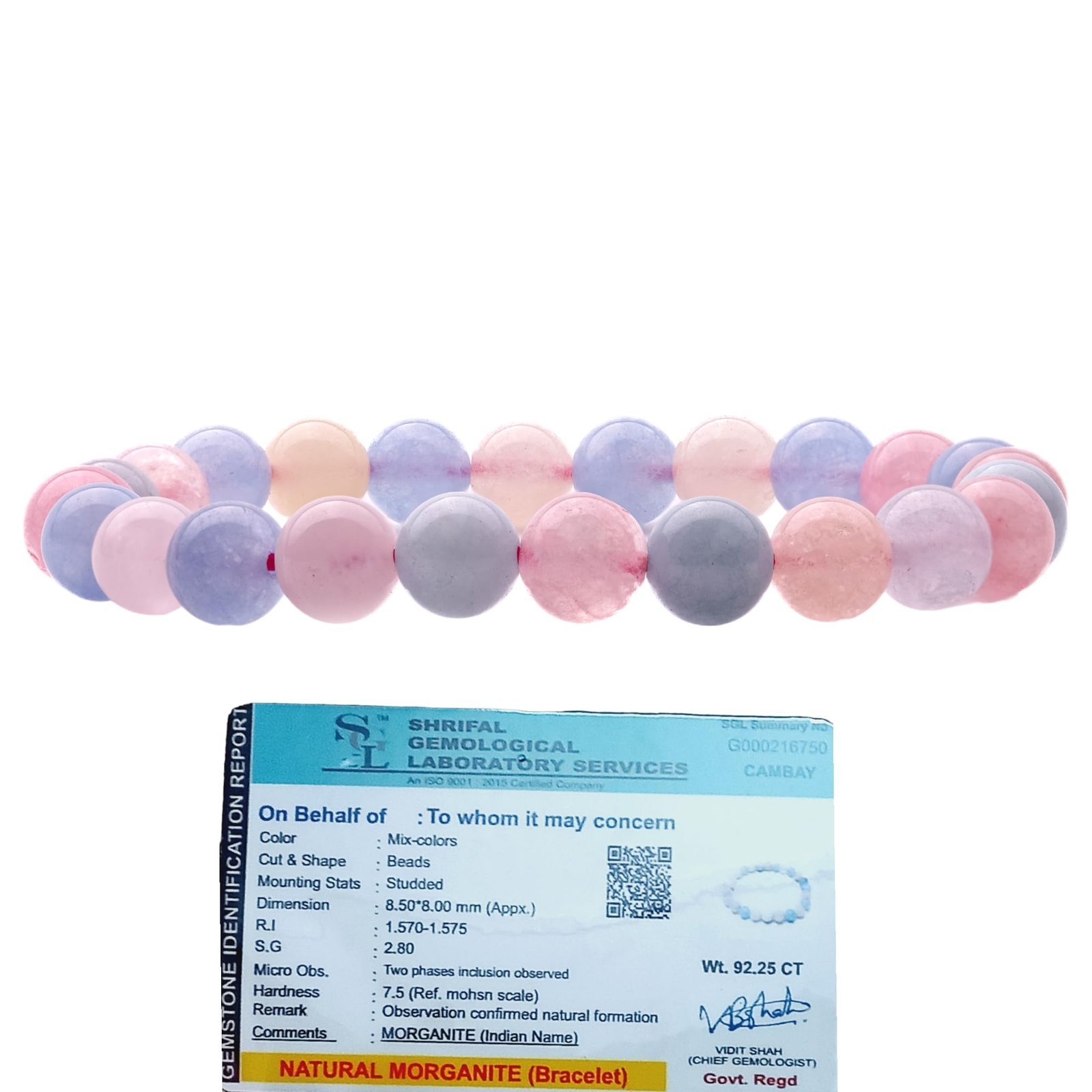 Divine Spirituals Natural Morganite Bracelet 8mm Stretchable Original Crystal Bracelet For Heart Chakra, Love, Stress-relief & Meditation For Men & Women Chakra Healing Bracelets Abundance Stones