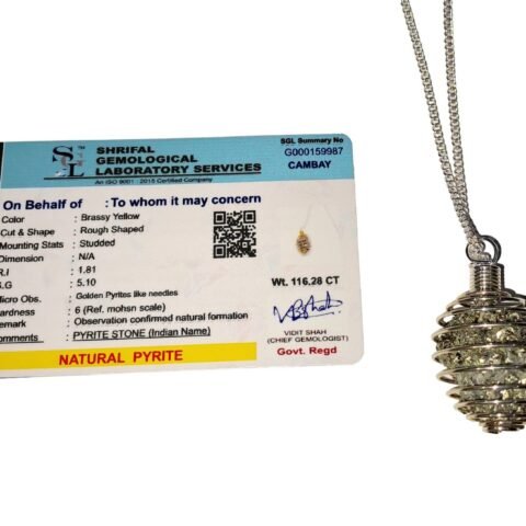 Divine Spirituals Certified Pyrite Stone Original Spring Cage Unisex Locket Pendant for Will Power Manifestation and Financial Abundance Crystal Jewelry Abundance Stones 2