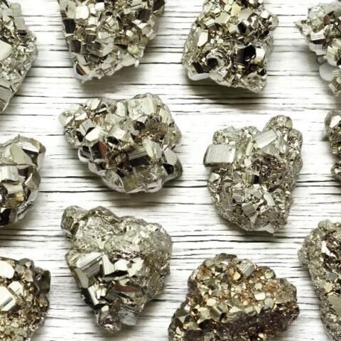 Divine Spirituals Peru Pyrite Nuggets Pyrite Crystal Rough Raw Cluster Gemstone Stones Pyrite Stone Original Cluster Raw Chunk Stone (Set of 4 to 6 Pyrite Geodes weighing 50 to 60 Grams Plus) Cubical Pyrite Clusters Abundance Stones 2