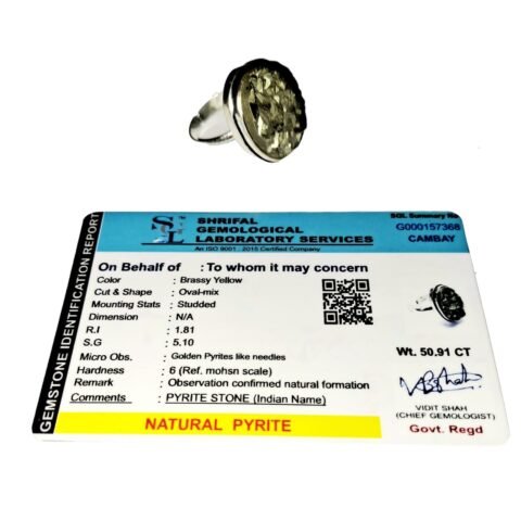 Divine Spirituals Natural Golden pyrite Crystal Unisex Certified Adjustable Ring for Wealth, Prosperity and Good Luck Crystal Gemstone Rings Abundance Stones