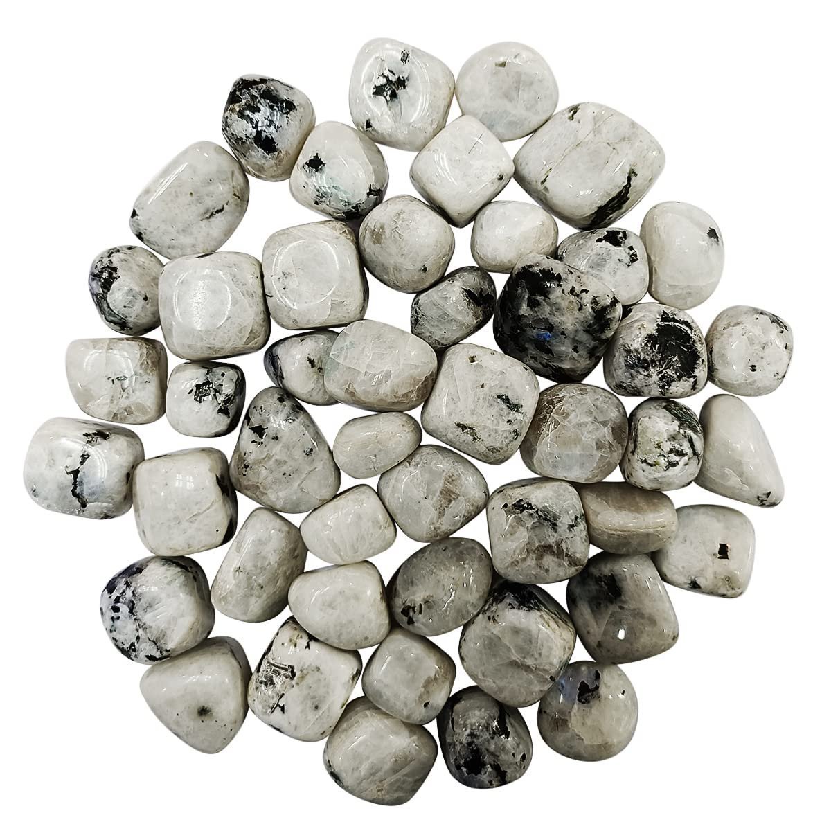 Divine Spirituals Natural Tumbled Stones for Reiki Healing (Rainbow Moonstone Tumbled Stone) Value Pack Of 2 Chakra Tumbled Stones Abundance Stones