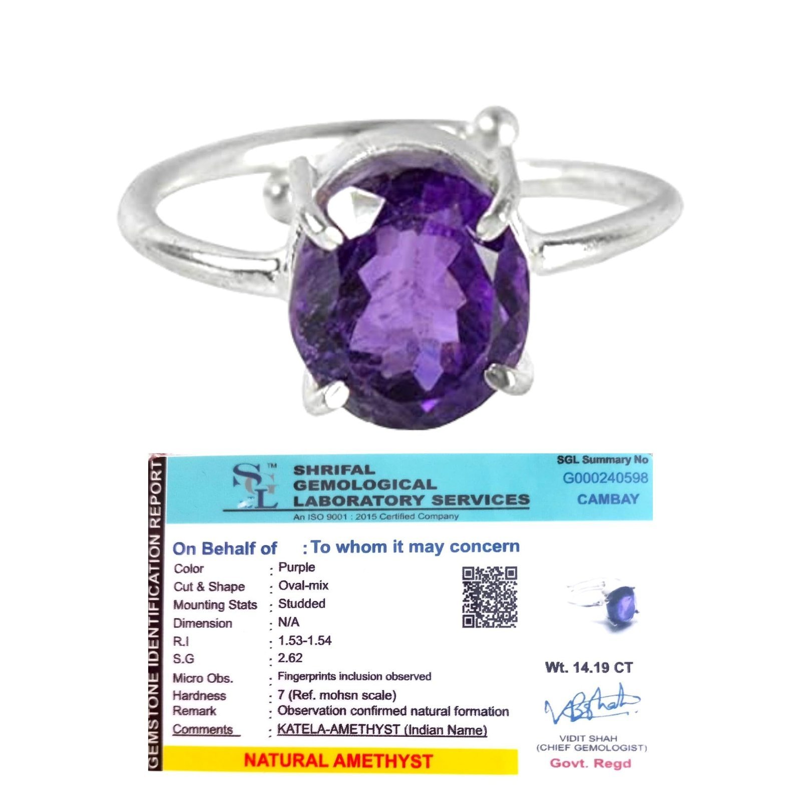 Divine Spirituals Premium Amethyst Diamond-Cut Natural Gemstone Ring AAA Grade Adjustable Lab-Certified Unisex Original Crystal Ring For Luck, Abundance, Manifestation & Prosperity Crystal Gemstone Rings Abundance Stones