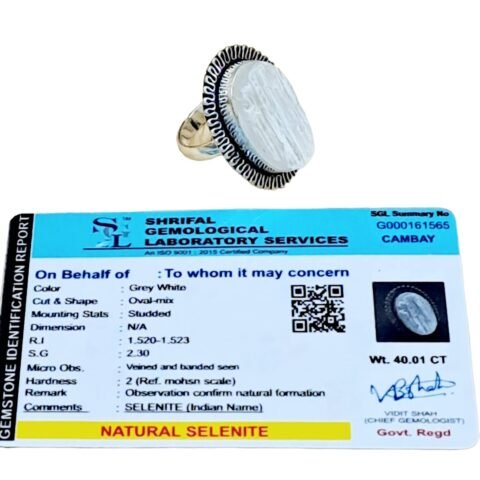 Divine Spirituals Certified Selenite Crystal Ring for Abundance, Prosperity, Self Love, Wealth and Protection Crystal Gemstone Rings Abundance Stones