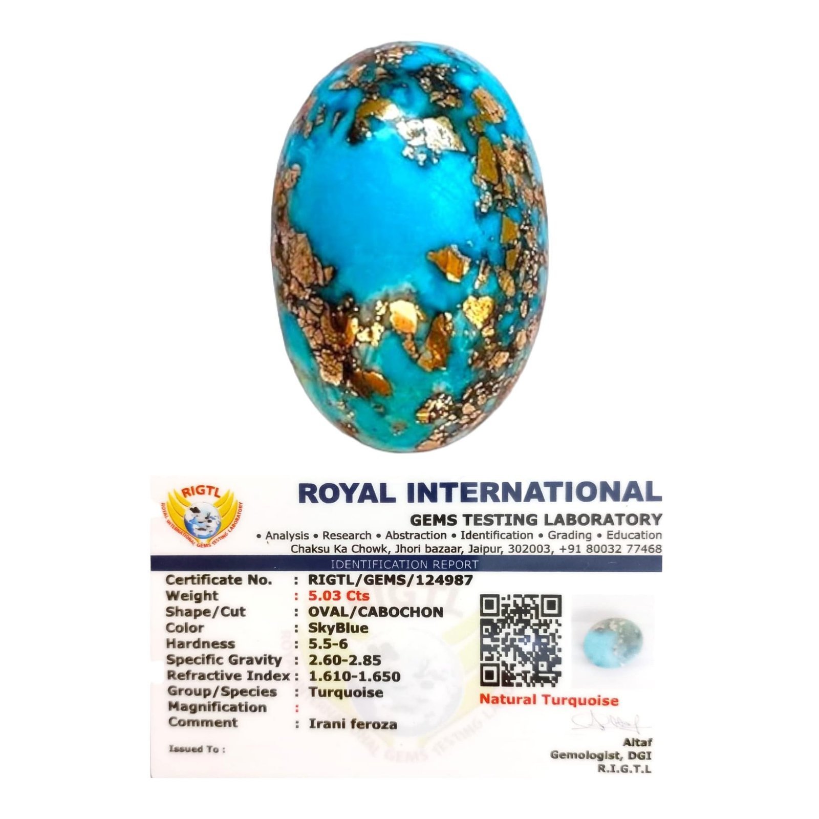 Divine Spirituals AAA Grade Natural Turquoise Gemstone Lab-certified Premium Firoza/Firoza Cabochon For Protection, Healing & Jewelry approx. 4-6 carat Irani Firoza Abundance Stones