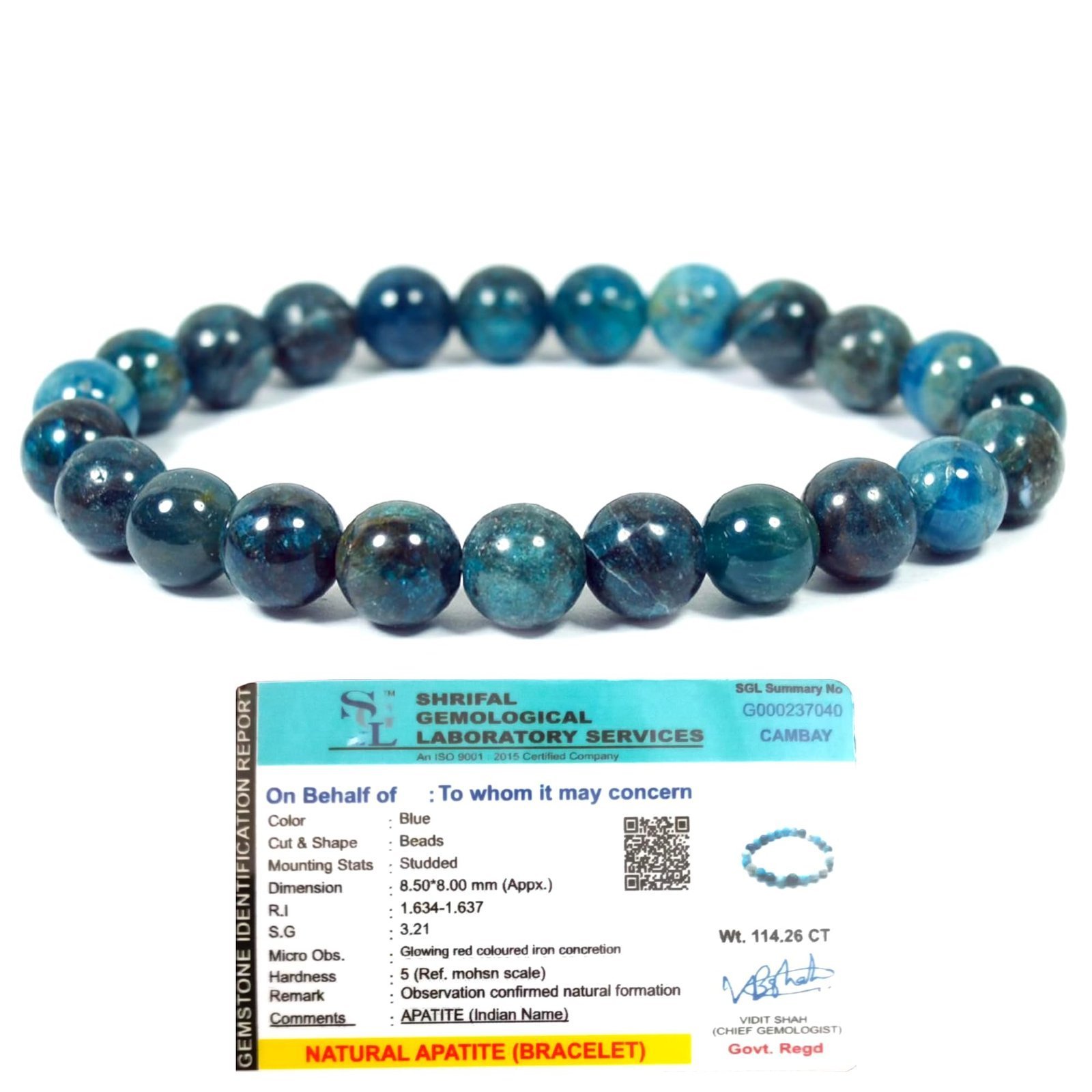 Divine Spirituals Lab Certified AAA Grade Natural Apatite Bracelet 8mm Stretchable Original Real Crystal Unisex Bracelet For Clarity, Creativity and Chakra Alignment Chakra Healing Bracelets Abundance Stones