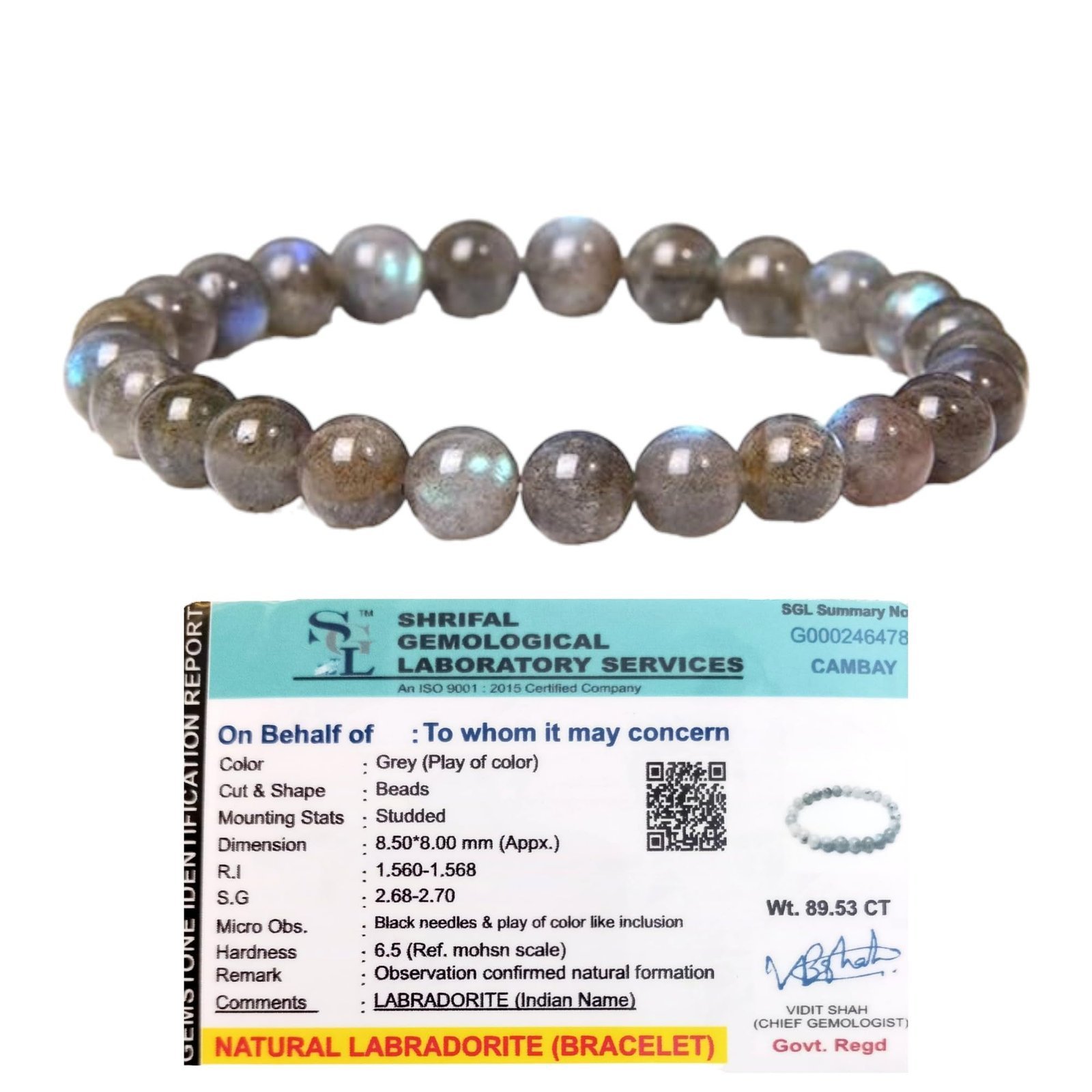 Divine Spirituals Natural Labradorite Bracelet Lab-Certified AAA Grade 8mm Stretchable Original Crystal Bracelet For Third Eye Chakra, Protection, Manifestation & Meditation For Men & Women Chakra Healing Bracelets Abundance Stones