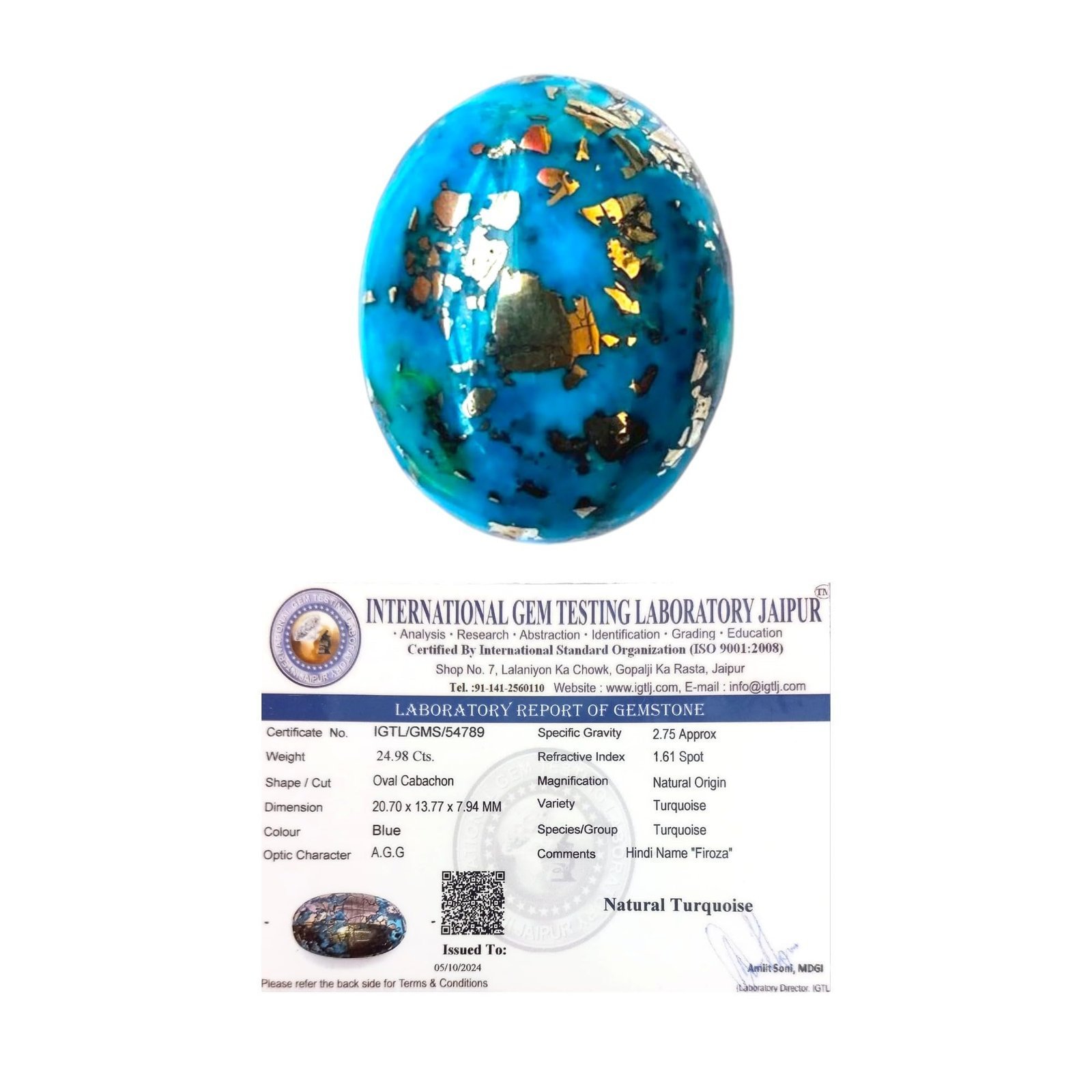 Divine Spirituals AAA Grade Natural Turquoise Gemstone Lab-certified Premium Firoza/Firoza Cabochon For Protection, Healing & Jewelry approx. 18-20 carat Irani Firoza Abundance Stones 2