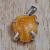 Divine Spirituals Natural Healing Stone Pendant Heart Shape Crystal Stone Pendant / Locket with Metal Chain for Healing and Meditation Size 25-30 mm Approx. (Citrine) Crystal Jewelry Abundance Stones
