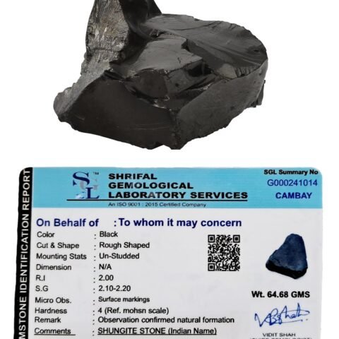 Divine Spirituals Elite Shungite Natural Certified Stone | Natural Crystal for Water Purification, Mineralization, Detoxification, Chakra Healing – Elite Noble Shungite Rock (50 Grams to 70 Grams Plus Size) loosecutgem Abundance Stones