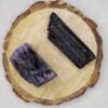 Divine Spirituals Amethyst and Black Obsidian AAA Grade Raw Natural Crystal Combo with Wooden Natural Bark Coaster for Healing, Meditation and Manifestation Natural Healing Crystals Abundance Stones