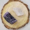 Divine Spirituals Amethyst and Carnelian AAA Grade Raw Natural Crystal Combo with Wooden Natural Bark Coaster for Healing, Meditation and Manifestation Natural Healing Crystals Abundance Stones