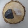 Divine Spirituals Hematite and Clear Quartz AAA Grade Raw Natural Crystal Combo with Wooden Natural Bark Coaster for Healing, Meditation and Manifestation Natural Healing Crystals Abundance Stones 4