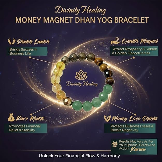 Divine Spirituals Dhanyog Money Magnet Pure Natural Crystal Bracelet Energy Bracelets & Mala Jewelry 10mm Crystal Beads 2